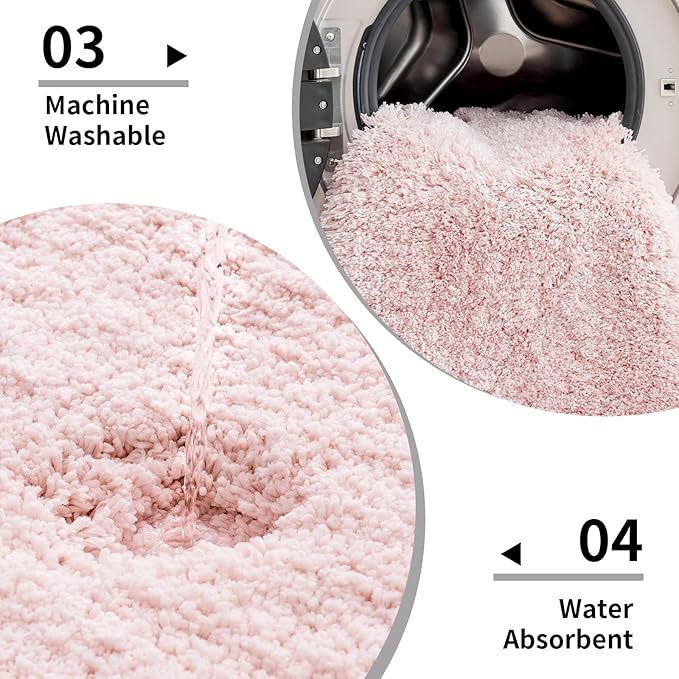 Pink Bathroom Runner Rug 24x59 Non Slip Fluffy Long Bath Mat for Bathroom Floor Washable Plush Luxury Bath Rug for Tub Absorbent Shower Sink Mat Bedside Rug
