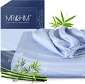 MR&HM Twin Fitted Sheet Only, Ultra-Soft Rayon Derived from Bamboo & Polyester Blend, Silky & Breathable, 15" Deep Pocket with Elastic Straps, Cooling Fitted Sheet for Hot Sleepers, Light Blue