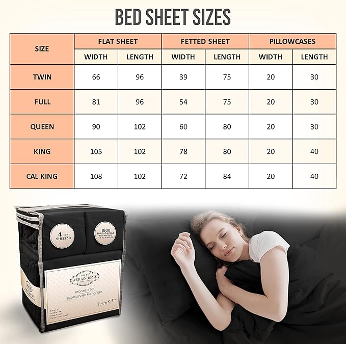 Queen Sheet Set - Luxury Hotel Bed Sheets - Soft Cooling Sheets with Elastic Corner Straps - Deep Pockets Microfiber Bedsheet - Bedding Sheet & Pillowcases - 4 Piece (Queen Size, Black)