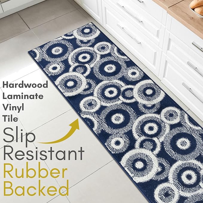 Custom Size Blue Hallway Runner Rug | Cut to Length 2'3" x 12' (Runner) | Non-Slip & Machine Washable | REMNAZ