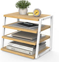 Fenge Desk Shelf Organizer, 4 Tier Desktop Shelf, Wood and Metal Office Shelves, Corner File Organizer for Office Supplies, Top of Desk Organizers and Accessories