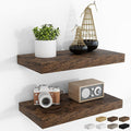 RICHFOCUS 16Inch Floating Shelves for Wall 2 Pack Shelves for Bedroom|Kitchen|Bathroom Wall Mounted Rustic Wood Floating Shelf with Invisible Brackets for Books|Storage|Decor, Rustic Brown