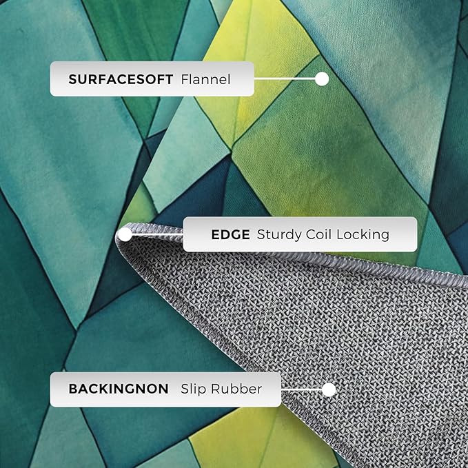 5x7 Geometric Zigzag Rugs for Bedroom Decor, Washable Green Chevron Pattern Area Rug, Living Room Home Decoration, Non Slip Soft Thin, Modern Abstract Geometry Decor Carpet PF-P 49