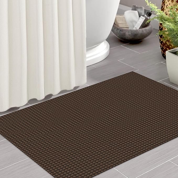 IOHOUZE Small Area Rug 2x3 Washable Woven Rugs for Entryway Non Slip Rubber Backed Front Door Rugs Indoor Doormat Throw Rug Floor Carpet for Entrance Kitchen, Brown