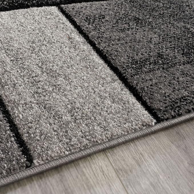 Paco Home Area Rug Modern Geometric Pattern in Grey White, Size: 5'3" x 7'7"