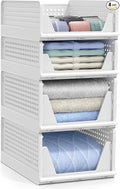 Sorbus Shelf Organizer - Closet Shelf Organizer for Clothes, Closet, Bathroom, Kitchen, Garage - Plastic Stackable Shelf Organizer Baskets - Open Front Design Under Shelf Organizer
