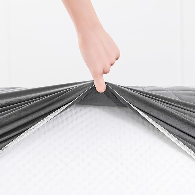 Hearth & Harbor 2 Pack Queen Size Quilted Fitted Mattress Pad Cover, 100% Waterproof Mattress Protectors, Deep Pocket Fitted Mattress Cover 8" - 21" (60" x 80", Gray)
