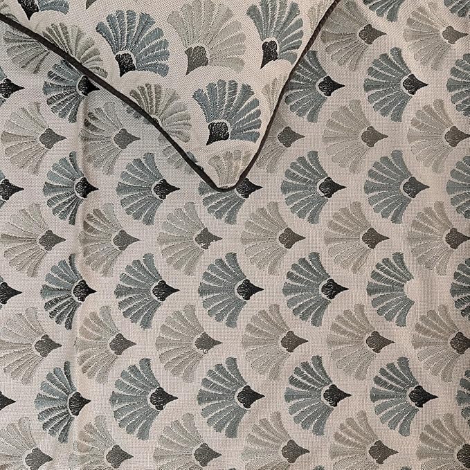 The HomeCentric King Queen Twin Blue & Grey Designer CA King 86"x18" Bed Runner Without Pillow Cover, Floral Embroidery Bed Scarf on Cotton Fabric - Flourish Bloom