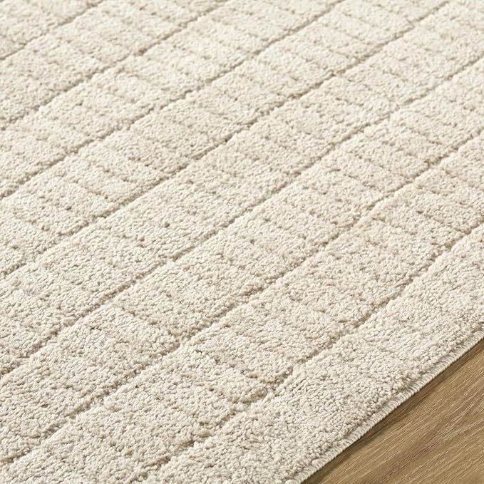Livabliss x Our PNW Home Cascade Minimalist Striped Area Rug, 6'7" x 9', Light Brown