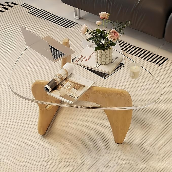 Glass Coffee Table, 35.8" Modern Center Table