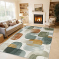 Mid Century Modern Rugs for Home Decor, 3x5 ft, Abstract Geometry Area Rugs for Living Room, Soft Non Slip Washable Boho Geo Geometric Carpet Bedroom Decorations Dt-Ghf-19