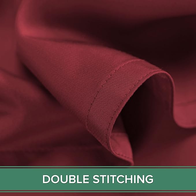 Pure Bamboo Split King Sheets, Genuine 100% Organic Viscose Derived from Bamboo Bed Sheet Set, Soft & Cooling, Double Stitching, 2 Fitted Sheets (Split King, Merlot)
