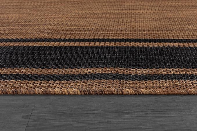 Beverly Rug Outdoor Rug 8x10 Modern Bordered Area Rugs for Indoor and Outdoor Patio Deck Porch Garden Waterproof Weather Sun Resistant Washable Outside Carpet (8 x 10 Gold)