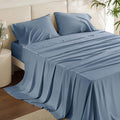 Bedsure King Size Sheets Set, Cooling Sheets for Hot Sleepers, Rayon Derived from Bamboo, Breathable & Soft, Deep Pocket Up to 16 Inches, Hotel Luxury Silky Bedding, Dusty Blue