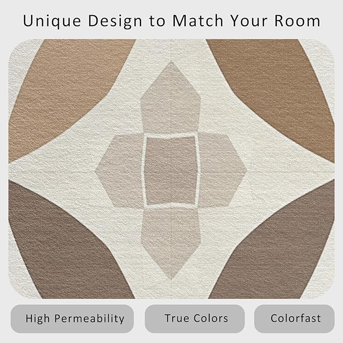 Geometric Rug, Washable 4x5 Rug for Living Room, Modern Abstract Patterned Indoor Carpet, Geometric Decor for Home, Bedroom, Soft Non Slip Thin Design FER85