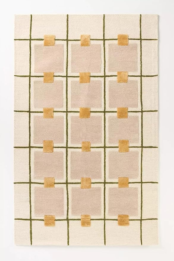 Greer Hand-Tufted Wool Rug - Elegant Taupe and Olive Geometric Pattern for Sophisticated Home Decor (7x11 Ft)