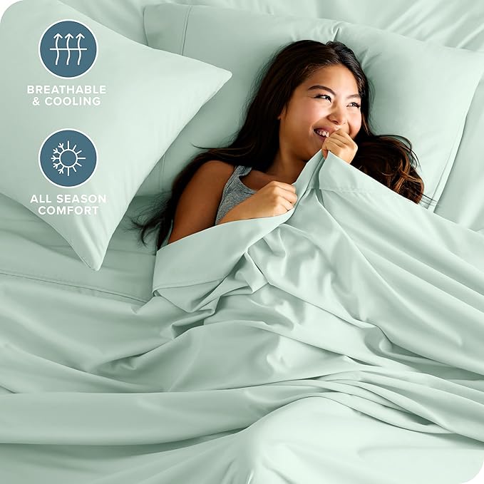 Bare Home Twin XL Sheet Set - College Dorm Size - Luxury 1800 Ultra-Soft Microfiber Twin Extra Long Bed Sheets - Deep Pockets - Easy Fit - Extra Soft - 3 Piece Set - Bed Sheets (Twin XL, Spring Mint)