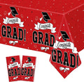2 PCS Graduation Tablecloth, 108" X 54" Red Graduation Table Decorations 2026, Disposable Plastic Tablecover for Grad Decor Party Supplies, Rectangle Table Cloths for Class 2026 Congrats Grad for kids