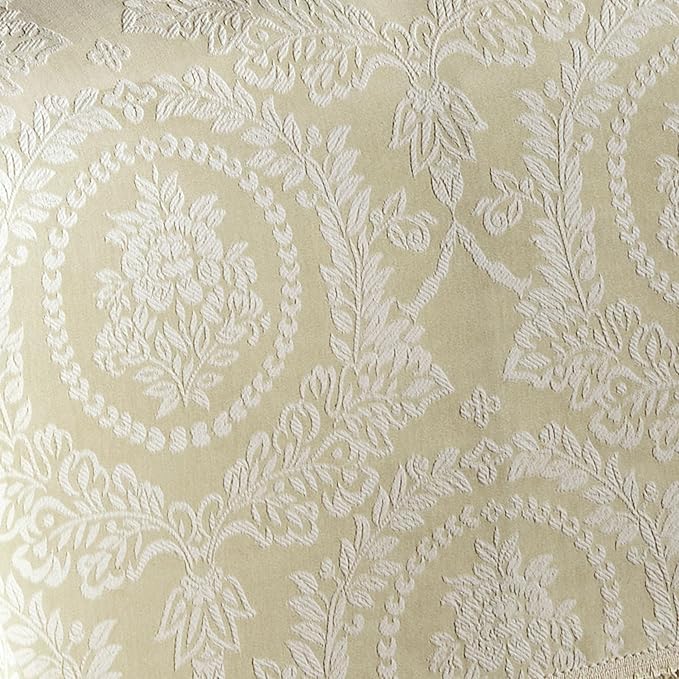 Timeless Vintage Style Bedding | Neutral Sage and Ecru | Textured Matelasse Rose Medallions and Leaves | 6 Piece Lightweight Bed Set: Oversized King Bedspread, 4 King Shams, & Square Decorative Pillow