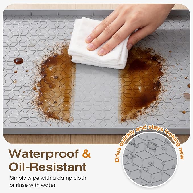 TRZZ Silicone Waterproof Under Sink Mat 31" x 22", Drip Tray and Cabinet Liner for Kitchen and Bathroom, Prevents Water Damage and Organizes Cabinets (Brown)