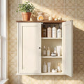 VASAGLE Siren Collection - Bathroom Wall Cabinet, Hanging Bathroom Storage Cabinet, for Medicines, Farmhouse, 2 Adjustable Shelves, 7.9 x 22 x 23.6 Inches, Rustic White and Honey Brown UBBK330WJ01S
