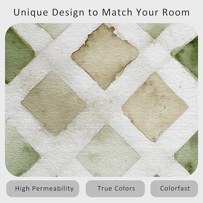 Checkered Rug, Washable 5x7 Rug for Living Room, Geometric Rhombus Patterned Indoor Carpet, Checkered Decor for Home, Bedroom, Soft Non Slip Thin Design FER38