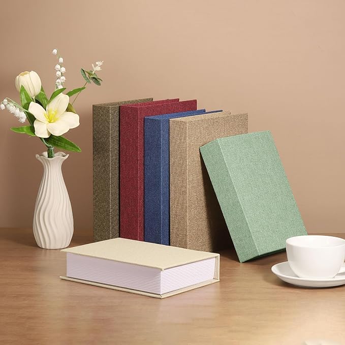uxcell Decorative Books, 9.8 x 7.3 Linen Fake Books for Decoration Faux Decor Book for Modern Aesthetic Home Office Coffee Table Shelf Desktop Display, White