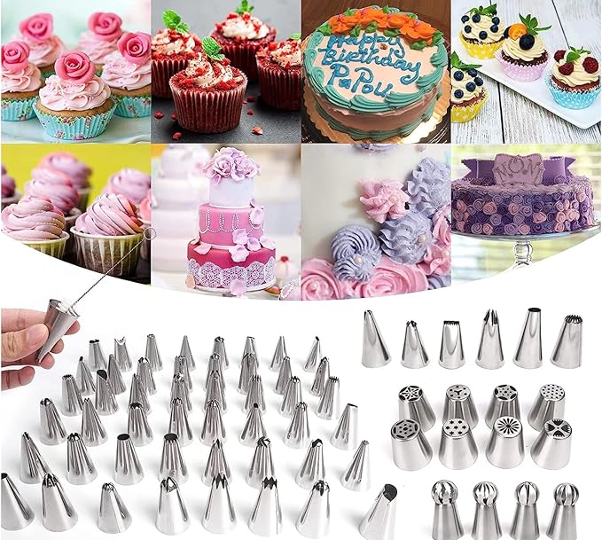 ARNISION 359PCs Cake Decorating Baking Supplies Kit, Baking Set with 66 Piping Tips, Icing Bags and Tips Set for Beginners,Baking Tools,Cupcake Decorating Kit