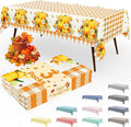 Smiry 3 Pack Gingham Disposable Table Cloth, 54 x 108 Inch Waterproof Plastic Tablecloth, Rectangle Orange Checkered Pumpkin Table Covers for Thanksgiving, Harvest, Birthday, Party