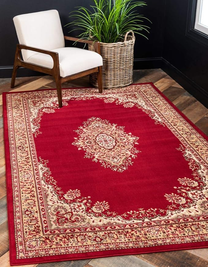 Unique Loom Reza Collection Traditional Persian Style Area Rug, 8 x 10 ft, Burgundy/Ivory