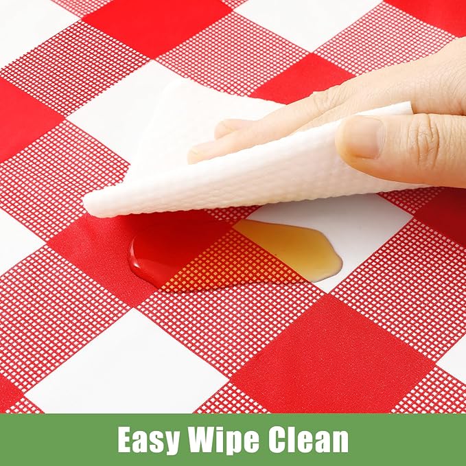 Smiry 3 Pack Red Gingham Disposable Tablecloths, 54" x 108" Rectangle Plastic Checkered Table Cloth, Waterproof Buffalo Plaid Table Covers for Picnic, Outdoor, Birthday, Party