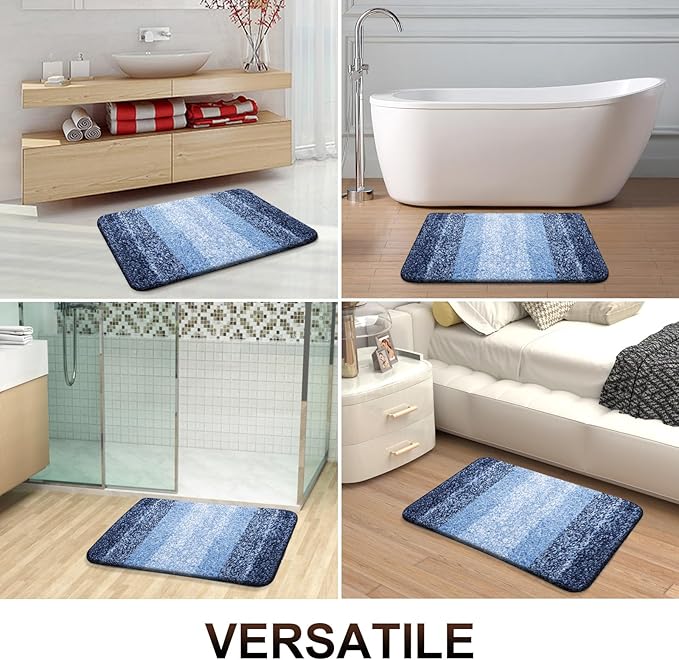 OLANLY Bathroom Runner Rugs 47x17, Extra Soft Absorbent Microfiber Bath Rugs, Rubber Backing, Quick Dry, Machine Washable Bath Mats for Bathroom Floor, Tub and Shower, Home Decor Accessories, Navy