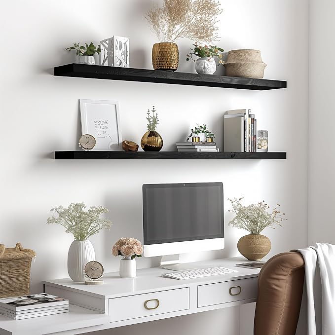YYWUOJJ Wood Floating Shelves for Wall Decor, Rustic Wall Shelves for Bedroom