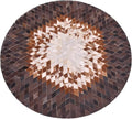 Round Area Rug – Soft and Durable Floor Mat for Living Room, Bedroom, or Entryway – Non-Slip Modern Carpet for Home Decor & Interior Styling(Tan&White 7X7)