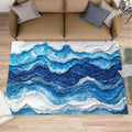 2x3 Ocean Waves Rugs for Entryway - Abstract Waves Small Area Rugs, Abstract Art Laundry Room Carpet Non Slip Accent Throw Rug for Bathroom Kitchen Sink Front Door