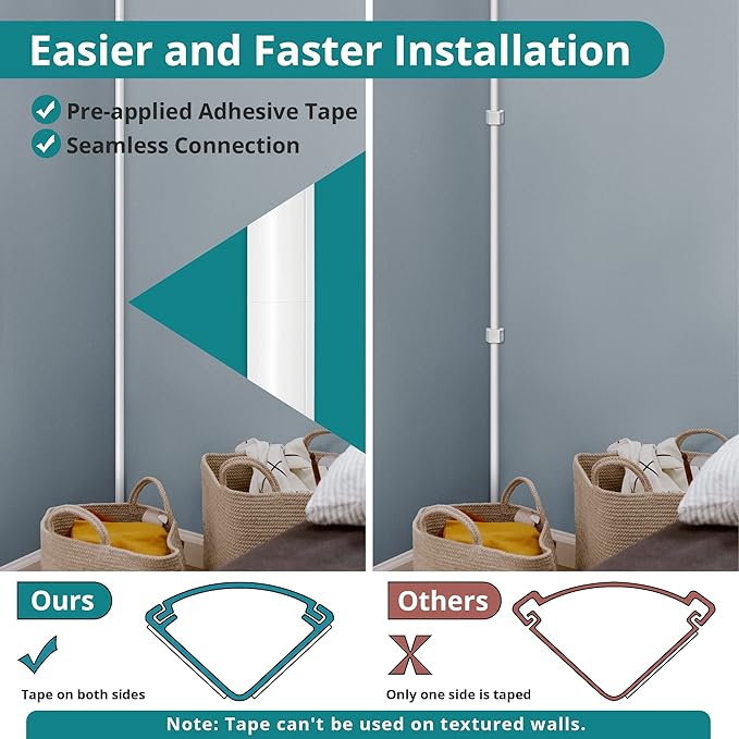 136in Corner Cable Concealer, One-Cord Corner Duct, Paintable Corner Cord Cover, Cable Management Channel for Wall Corner, Floor Baseboard, Ceiling, Black