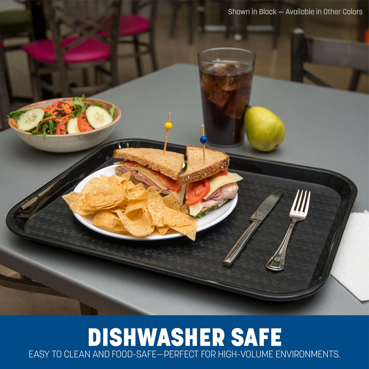 Carlisle FoodService Products Café Cafeteria Tray, Fast Food Tray for Restaurant or Commercial Use, 14" x 18", 12 Count, Gray