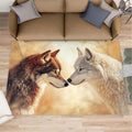 Wolf Rugs for Bedroom - 4x5 Area Rug - 3D Wolf Rugs for Living Room, Misty Forest Rug, Non-Slip Washable Home Decor Carpet