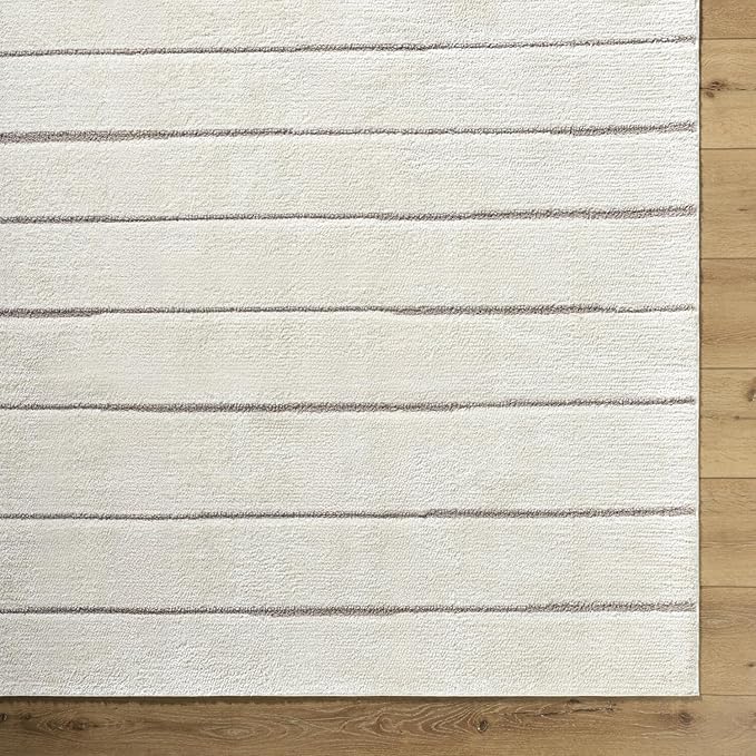 Livabliss x Our PNW Home Cascade Minimalist Striped Area Rug, 2'7" x 12', Striped Ivory/Taupe