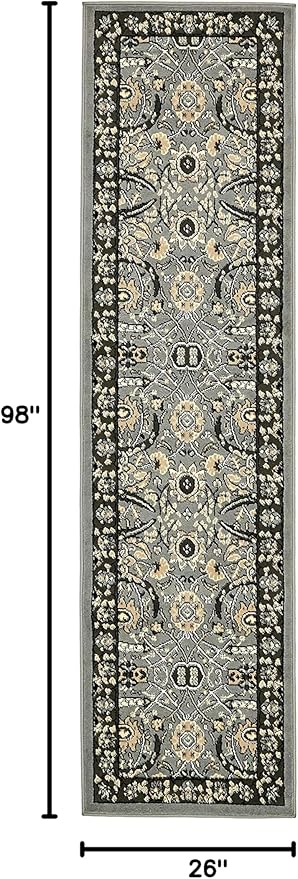 Unique Loom Espahan Collection Area Rug - Cape Cod (2' 2" x 8' 2" Runner, Dark Gray/ Black)