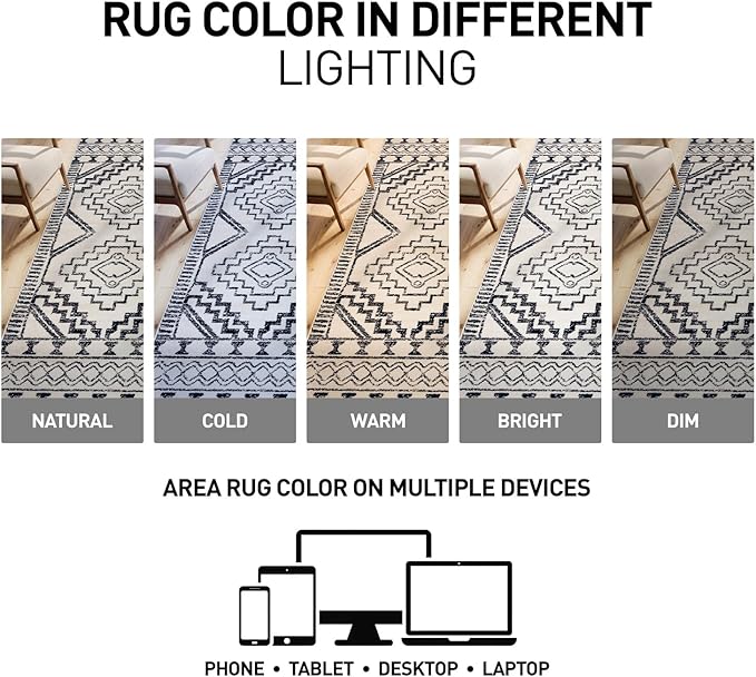 Rugshop Cream and Black Southwestern Tribal Area Rug – Boho Geometric Diamond Pattern Carpet for Living Room, Bedroom, or Entryway – Soft Modern Rustic Floor Décor 2' 3" x 8' Runner Cream