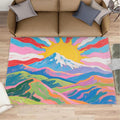 Boho Sun Area Rugs 3x5ft, Watercolor Mountain Boys Rugs for Bedroom, Abstraction Deco Kids Room Rug Soft Fuzzy Washable for Living Room Game Room Coffee Table