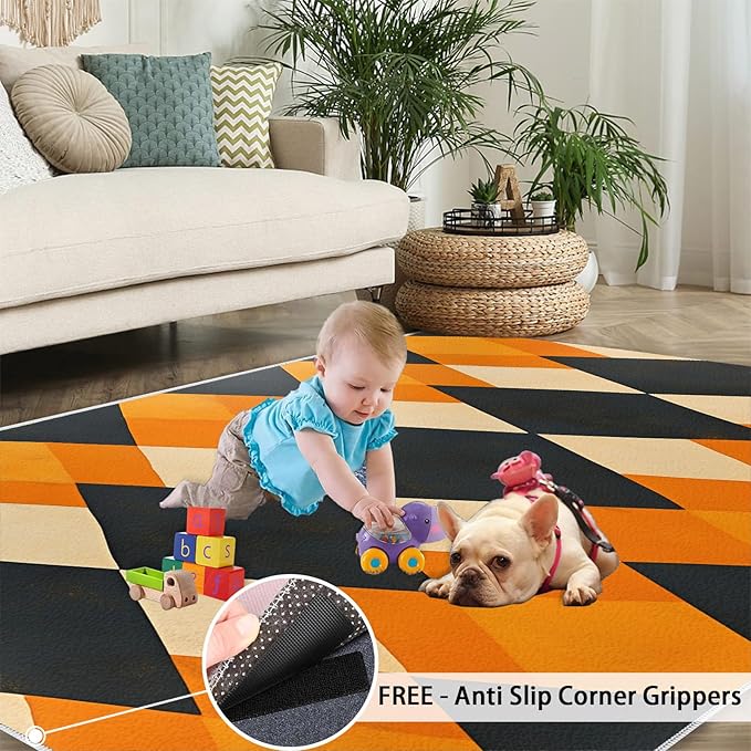 3x4 Geometric Rugs for Entryway - Diamond Shape Pattern Kids Bedroom Rug, Modern Minimalism Mudroom Rug Soft for Coffee Shop Living Room Under Table Game Room