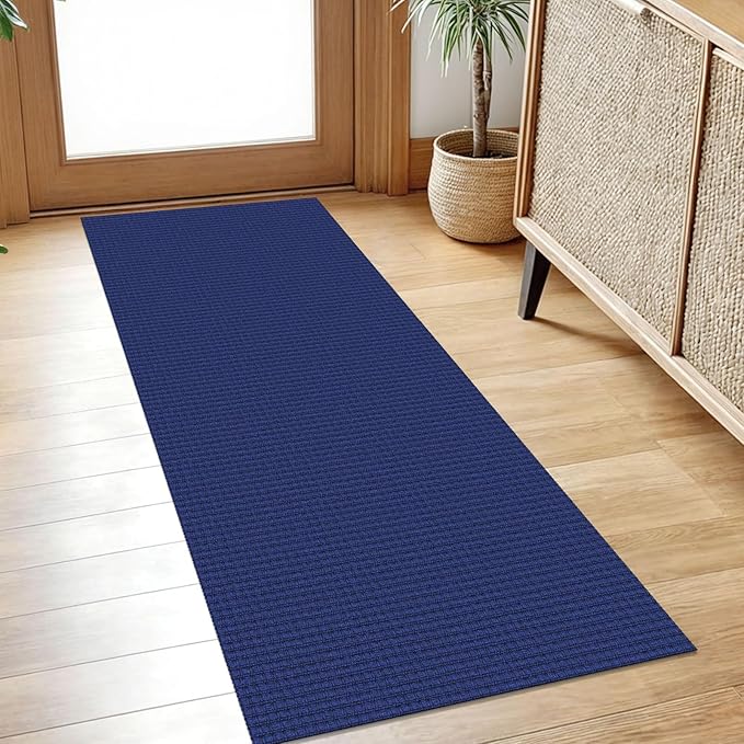 IOHOUZE Washable Runner Rug 2x5 Non Slip Runners for Hallways Entryway Runner Indoor, Kitchen Throw Rug Woven Cotton Floor Carpet for Hall Entrance Bedroom, Royal Blue/Navy
