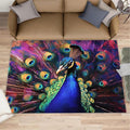 Peacock Rugs for Bedroom - 3x4 Area Rug - Watercolor Peacock Rugs for Living Room, Abstract 3D Animal Rug, Non-Slip Washable Home Decor Carpet