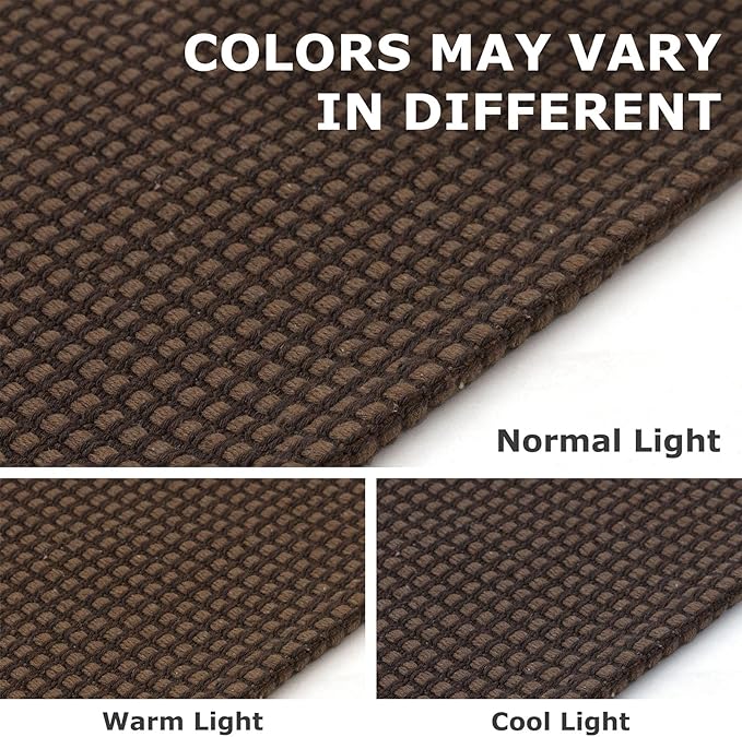 IOHOUZE Washable Runner Rug 2x7 Non Slip Runners for Hallways Entryway Runner Indoor, Kitchen Rugs Woven Cotton Floor Carpet for Kitchen Hall Entrance Bedroom, Brown