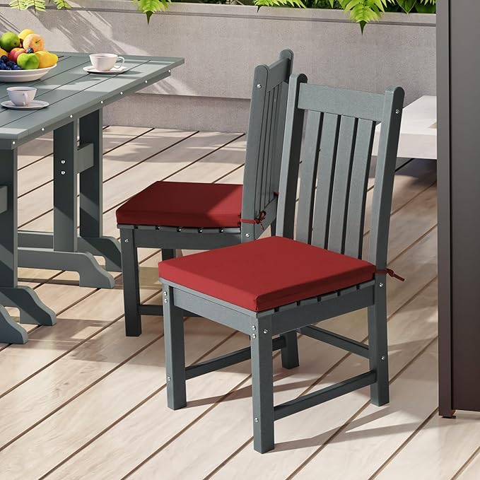 WestinTrends Solace Outdoor Patio Kitchen Dining Chair Square Seat Cushions Set of 4, 20 x 18, Red