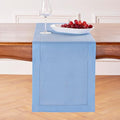 Solino Home Linen Cornflower Blue Hemstitch Table Runner 48 Inches - 100% Pure Linen Table Runner 14 x 48 Inch Ideal for Dresser and Coffee Tables - Classic Hemstitch - Christmas, Holiday, New Year
