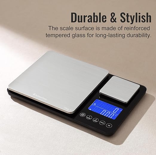KitchenTour Dual Platform Digital Kitchen Food Scale, 0.001oz/33lb