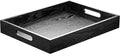 ATZYmolin Wood Serving Tray with Handles, Home Decorative Wooden Rectangle Ottoman Decor Platter Vanity Tray for Breakfast Dinner Drinks Kitchen Dining Living Bathroom Restaurants Black